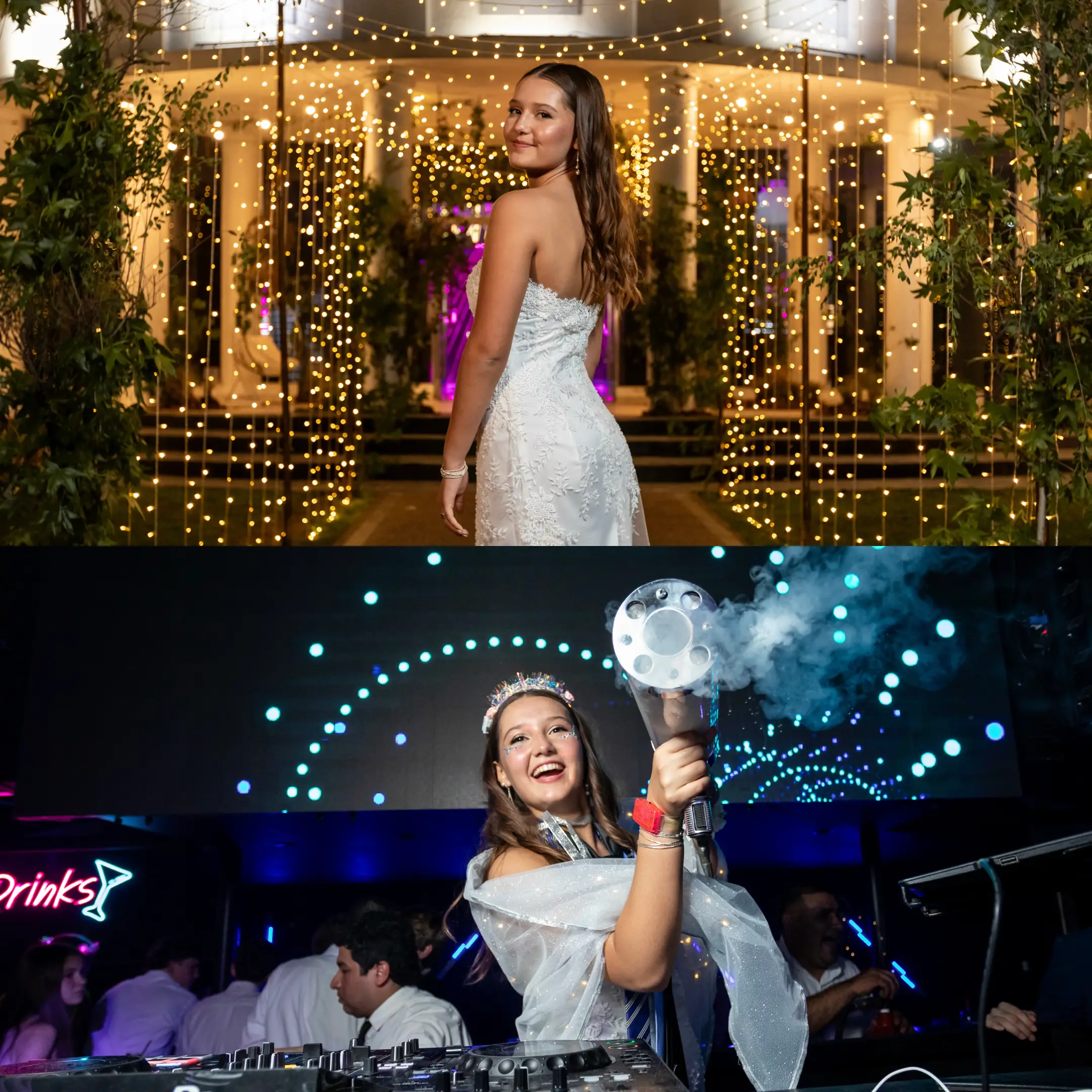 Quinceañera disfrutando de su fiesta